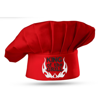 Embroidered King of The Grill Red Chef Hat, Adjustable Grill Accessory for Father and Dad