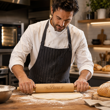 Custom Engraved Rolling Pin – Personalized  Wooden Dough Roller