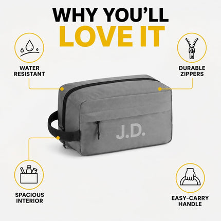 Personalized Travel Toiletry Bag with Custom Text for Men & Women