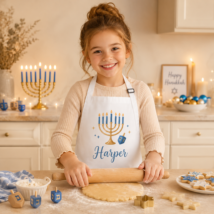 Personalized Hanukkah Kids Apron for Kitchen with Name