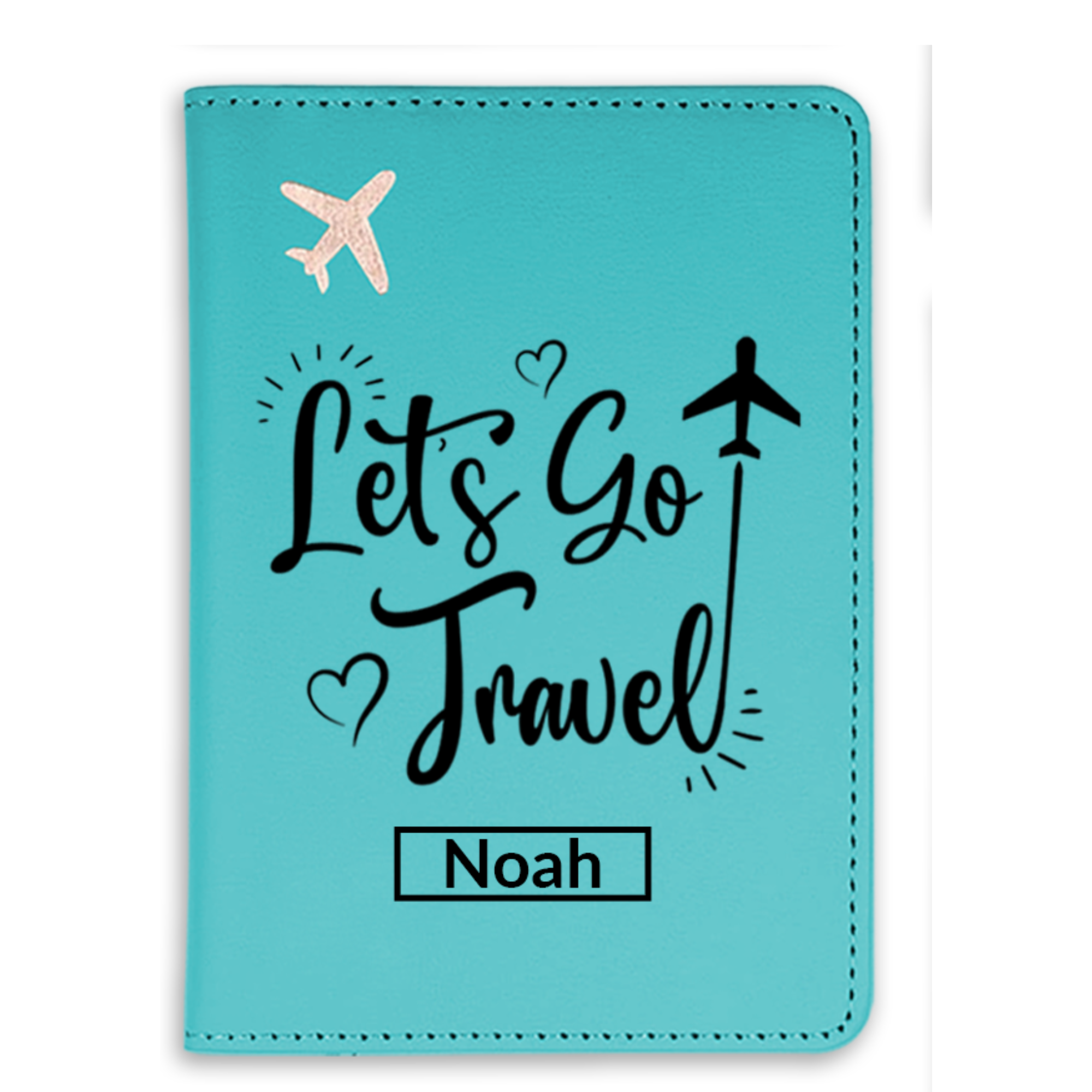 Personalized Turquoise Passport Holder Cover Case with Custom Name - Custom Turquoise Travel Wallet Passport Protector - Gift Travel Accessories - Turquoise Passport Wallet for Men & Women - Custom Card Case Vaccine Case
