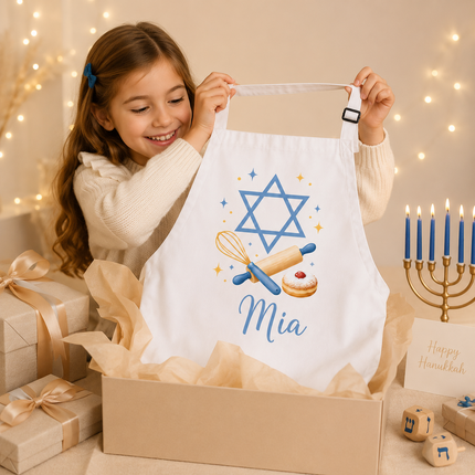 Personalized Hanukkah Kids Apron for Kitchen with Name
