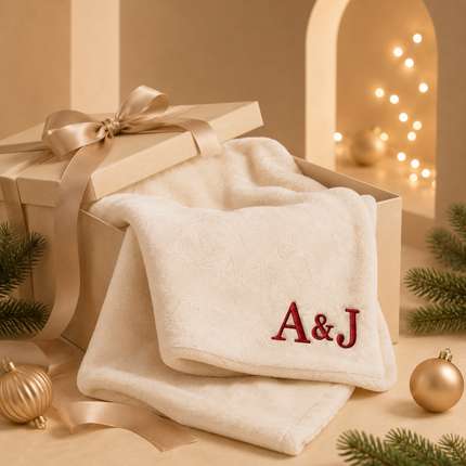 Personalized Blanket with Embroidered Name for Christmas