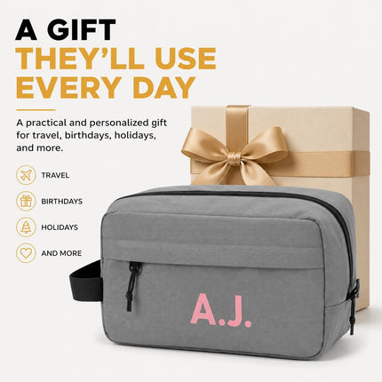Personalized Travel Toiletry Bag with Custom Text for Men & Women