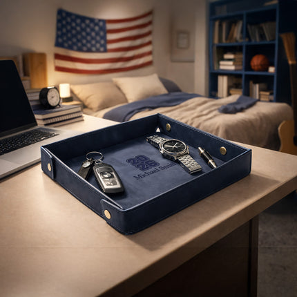 Personalized Graduation Valet Tray – Engraved Leather