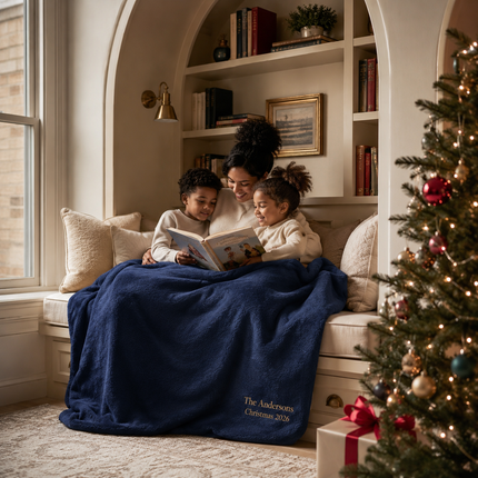 Personalized Blanket with Embroidered Name for Christmas