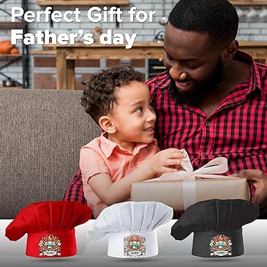 Personalized Red Grill Chef Hat, Adjustable King of The Grill Kitchen Hat Accessory for Father, Dad, Custom BBQ Cooking Chef Hat for Men, Custom Chef Hat, Personalized Gift for Father's Day, Birthday