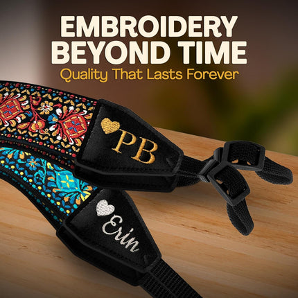 Personalized Embroidered White Woven Camera Strap