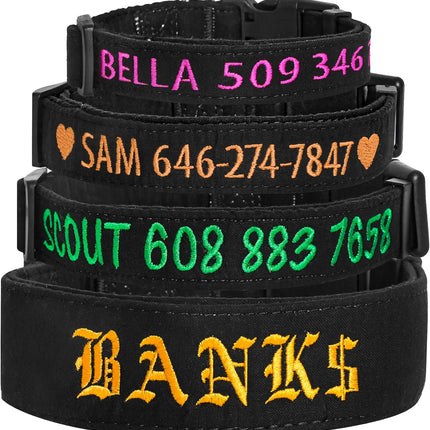 Embroidered Red Dog Collar w/ Pet Name