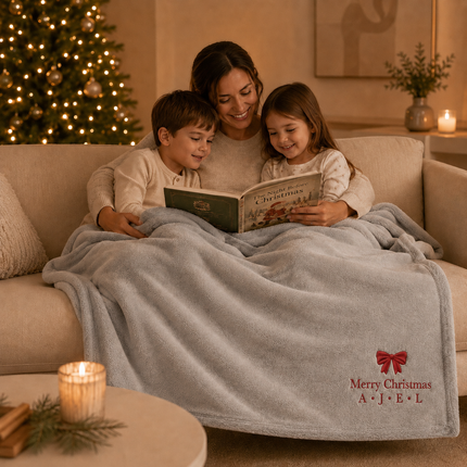 Personalized Blanket with Embroidered Name for Christmas