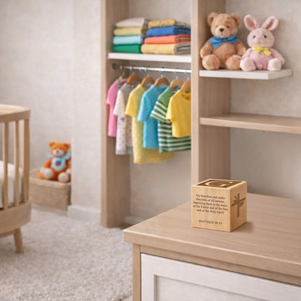 Personalized Baptism Wood Block – Baby Keepsake Gift