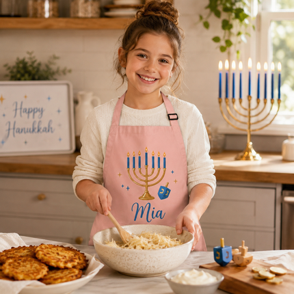 Personalized Hanukkah Kids Apron for Kitchen with Name