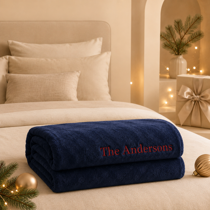 Personalized Blanket with Embroidered Name for Christmas