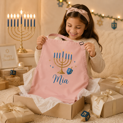 Personalized Hanukkah Kids Apron for Kitchen with Name