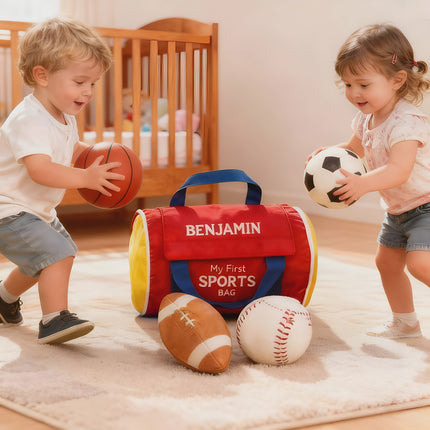 Personalized Baby My First Sports Bag with Name – Plush Toy Set 8''