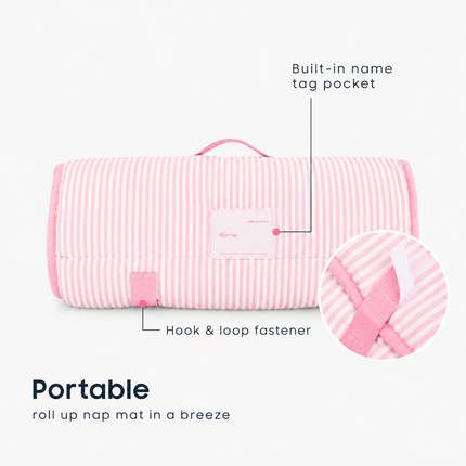 Personalized Toddler Nap Mat with Embroidered Name, Nap Mat with Pillow & Blanket, 100% Cotton
