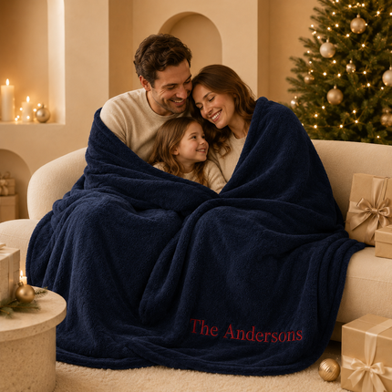 Personalized Blanket with Embroidered Name for Christmas
