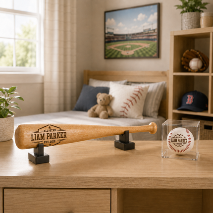 Custom Engraved Baseball Bat and Ball Set with Custom Name - All Star