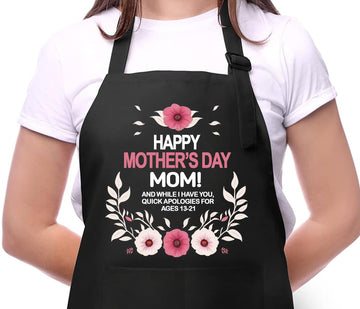 Mother's Day Apron - 2 Pocket Kitchen, Cooking, Painting Apron