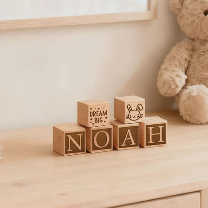 Custom Wood Name Blocks, Engraved Baby Name Sign