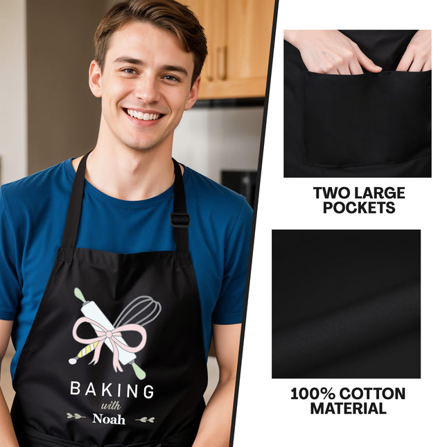 personalized baking apron with custom name adjustable unisex custom baker apron with 2 pockets perfect for mothers day holiday gift for mom