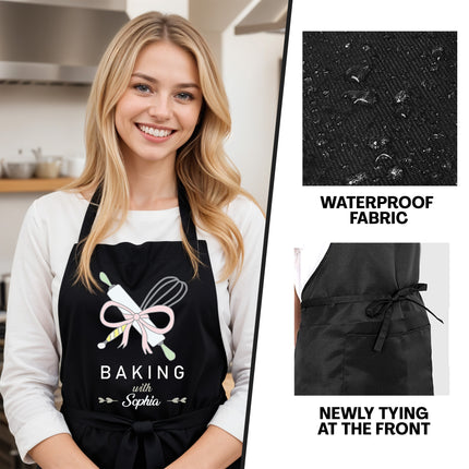 personalized baking apron with custom name adjustable unisex custom baker apron with 2 pockets perfect for mothers day holiday gift for mom