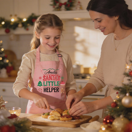 Custom Kids Christmas Apron for Kitchen with Nam - Santa's Little Helper