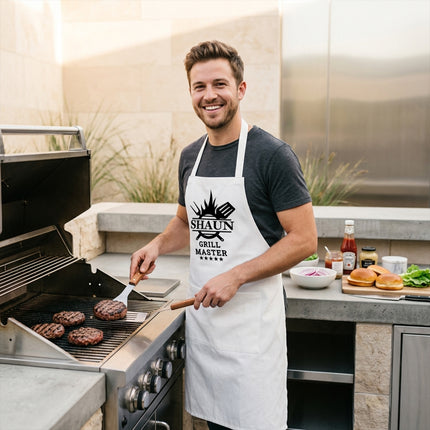 Custom Men's BBQ Grill Apron with Custom Name