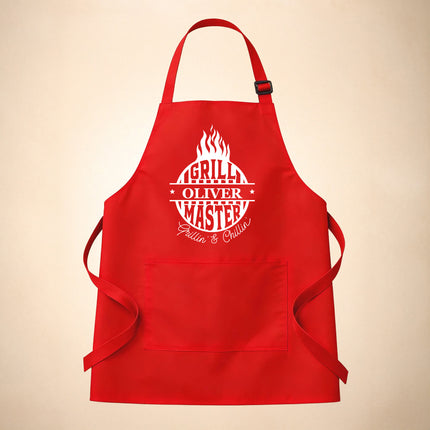 Custom Men's BBQ Grill Apron with Custom Name