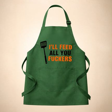 Personalized Men's Apron - Custom Cooking Apron - I Feed You All