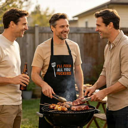Personalized Men's Apron - Custom Cooking Apron - I Feed You All