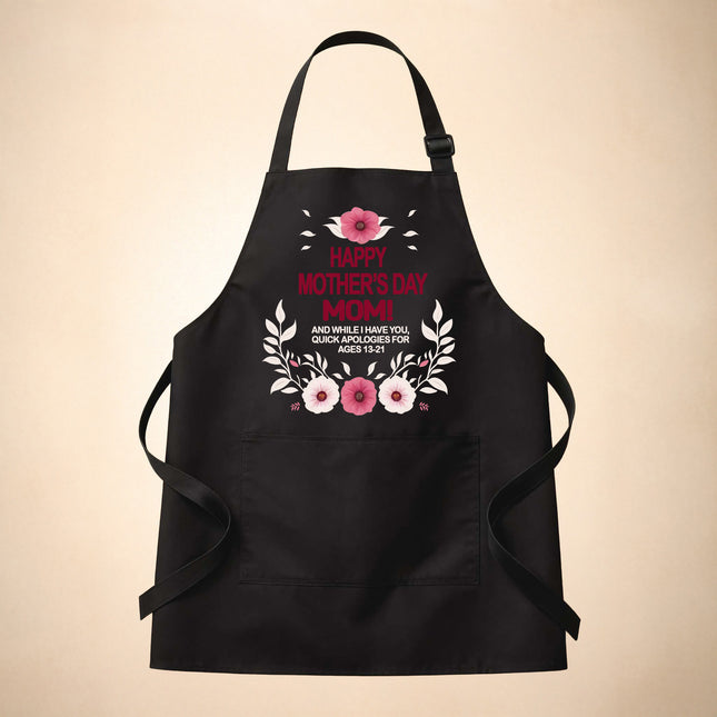 Mother's Day Apron - 2 Pocket Kitchen, Cooking, Painting Apron