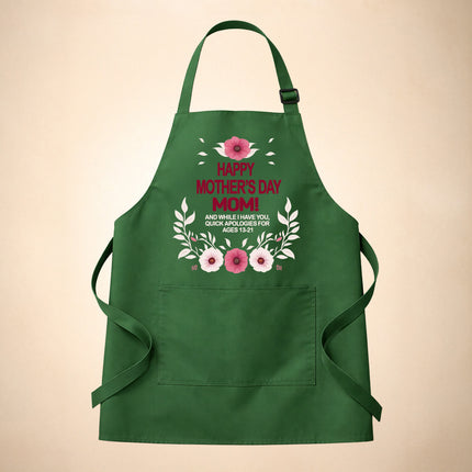 Mother's Day Apron - 2 Pocket Kitchen, Cooking, Painting Apron