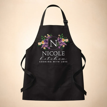 Custom Apron for Mom, Mother's Day Gift for Mom with Name - Floral