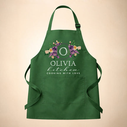Custom Apron for Mom, Mother's Day Gift for Mom with Name - Floral