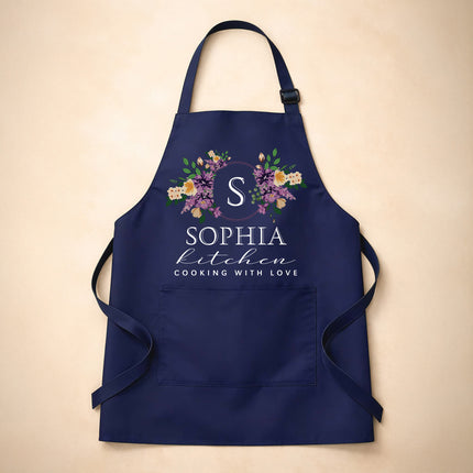 Custom Apron for Mom, Mother's Day Gift for Mom with Name - Floral