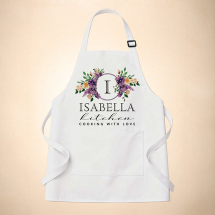 Custom Apron for Mom, Mother's Day Gift for Mom with Name - Floral