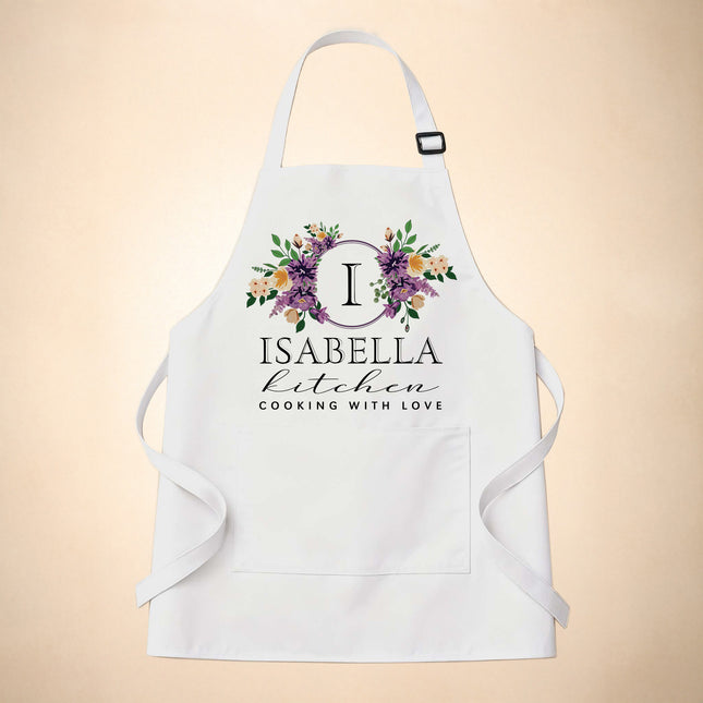 Custom Apron for Mom, Mother's Day Gift for Mom with Name - Floral