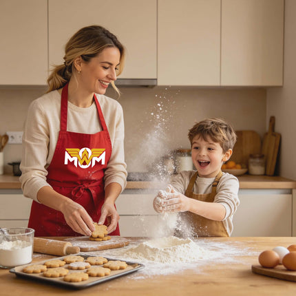 Custom Wonder Mom Kitchen Apron - Personalized Cooking Apron - Wonder Mom