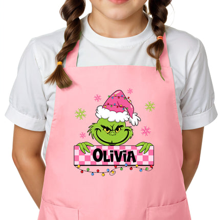 Personalized Kids Apron for Kitchen with Name - Grinch