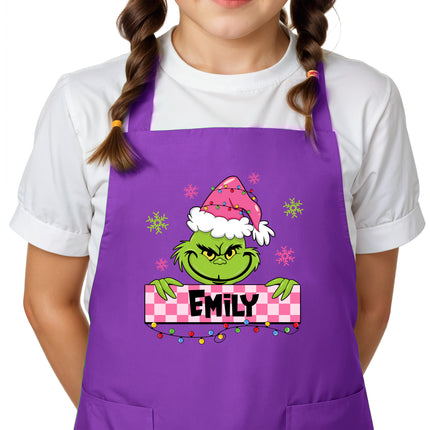Personalized Kids Apron for Kitchen with Name - Grinch