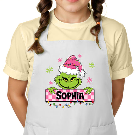 Personalized Kids Apron for Kitchen with Name - Grinch