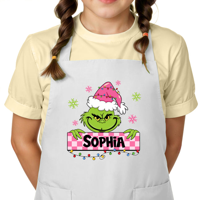 Personalized Kids Apron for Kitchen with Name - Grinch