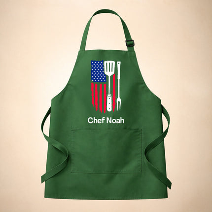Personalized USA Flag Kitchen Design Chef Apron