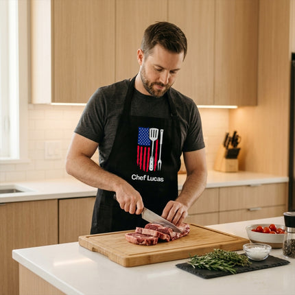 Personalized USA Flag Kitchen Design Chef Apron