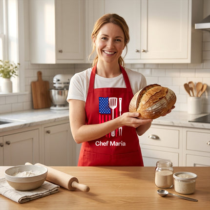 Personalized USA Flag Kitchen Design Chef Apron