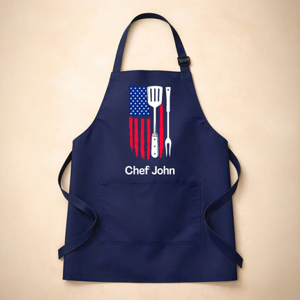 Personalized USA Flag Kitchen Design Chef Apron