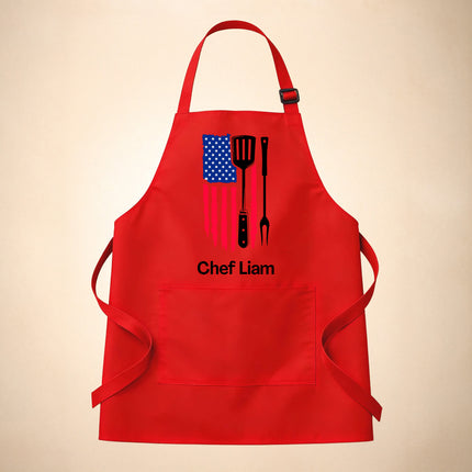 Personalized USA Flag Kitchen Design Chef Apron