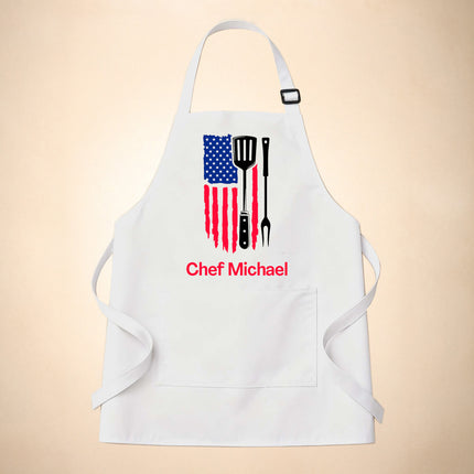 Personalized USA Flag Kitchen Design Chef Apron