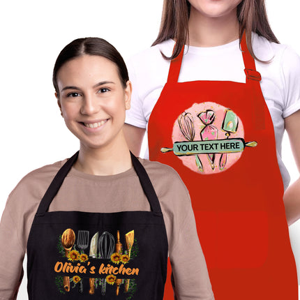 Custom Apron with Name - Mother's Day Gift for Baker -Personalized Kitchen Cooking
